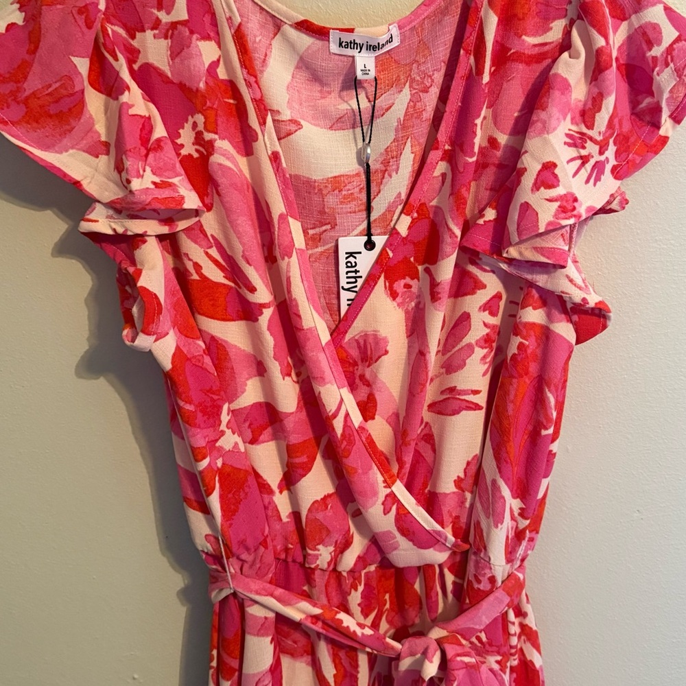 NWT | Kathy Ireland Pink Floral Dress | Size Large